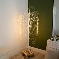 6ft. Pre-Lit White Weeping Willow Artificial Christmas Tree, Warm White LED Lights