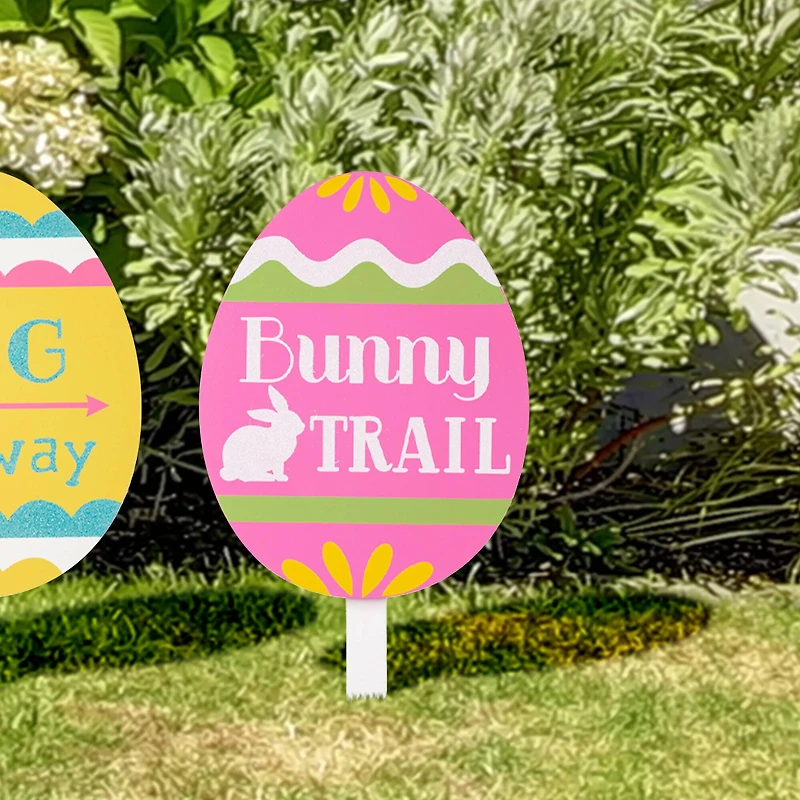 Glitzhome® 15" Wooden Easter Egg Yard Stake Set