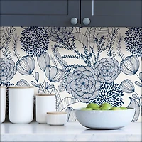 NuWallpaper Navy Secret Garden Peel & Stick Wallpaper