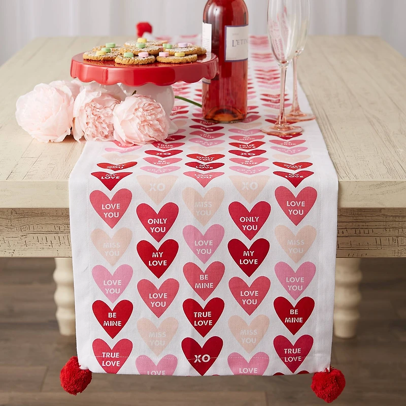 DII® 72" Conversation Hearts Print Table Runner