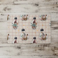 Cream & Red Check Gnome Globe Pattern Floor Mat