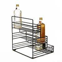 Mind Reader Black 4 Compartment Bottle Organizer Holder & Storage