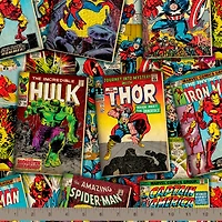 Marvel Retro Comics Covers Cotton Fabric