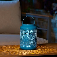 Glitzhome® 9" Cutout Metal Solar Powered Outdoor Hanging Lantern