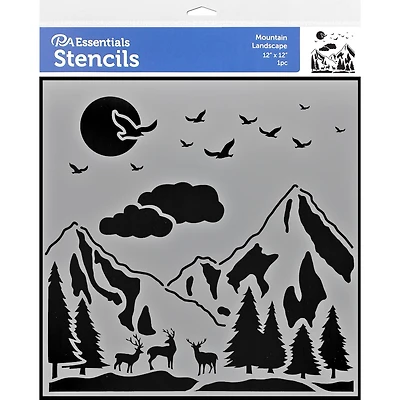 PA Essentials Mountain Landscape Stencil, 12" x 12"