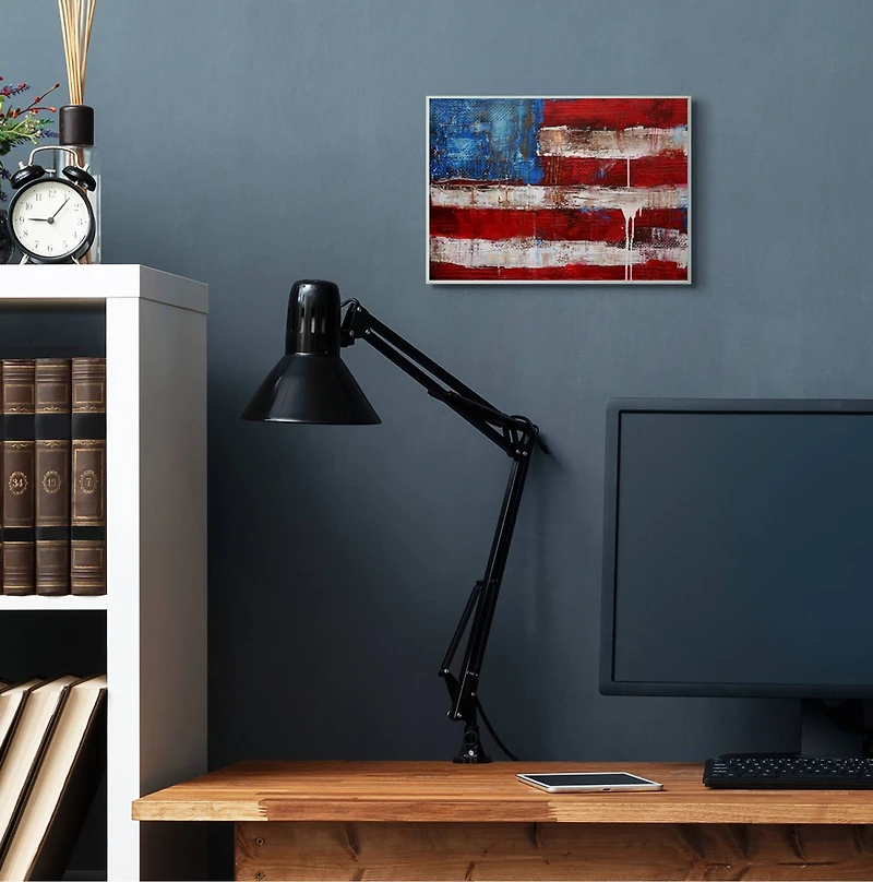 Stupell Industries Rustic United States Flag with Distressed Paint Drip Wall Plaque Art