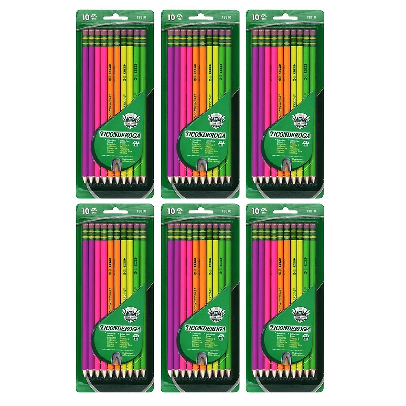 Ticonderoga® Neon Pencils, 6 Packs of 10