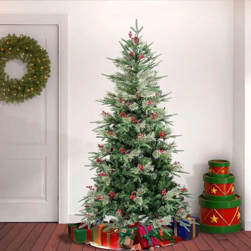 6ft. Unlit Feel Real® Duxbury Pine Mixed Slim Hinged Artificial Christmas Tree