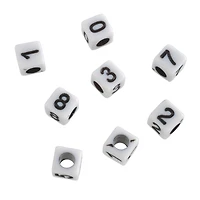 12 Pack: White Number Acrylic Cube Beads, 5mm by Bead Landing™