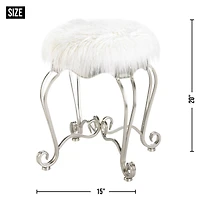 20" Fur Stool with Scroll Legs
