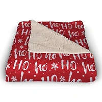 Ho Ho Ho Pattern Sherpa Fleece Blanket