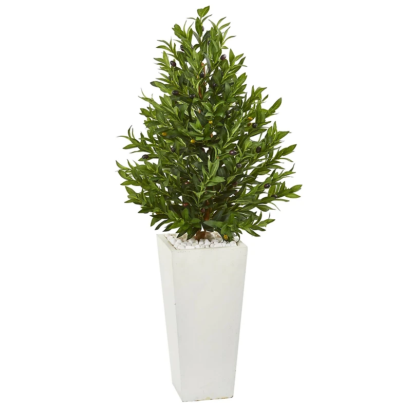 4ft. Olive Cone Topiary Tree in White Planter
