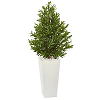 4ft. Olive Cone Topiary Tree in White Planter