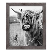 Black and White Highland Cow 20" x 24" Western Gray Framed Print