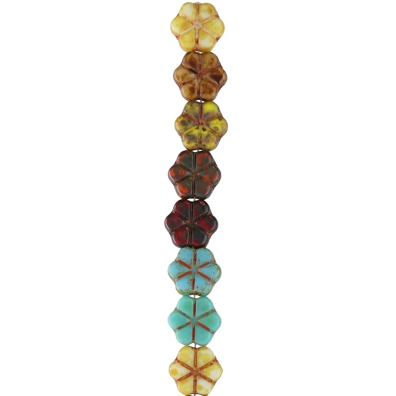 Autumn Czech Glass Flower Beads, 10.6mm by Bead Landing™