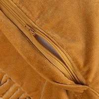 Hello Honey® 20" Mustard Yellow Velvet Ruffled Square Accent Pillow