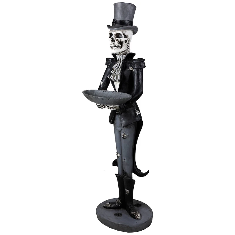 Skeleton Butler Holding Tray Halloween Figure - 4.5'