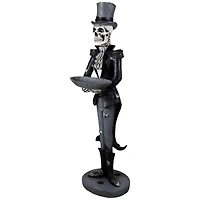 Skeleton Butler Holding Tray Halloween Figure - 4.5'