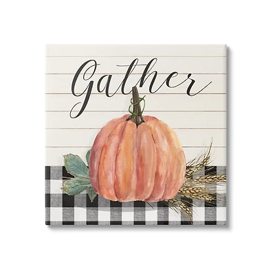 Stupell Industries Gather Seasonal Botanical Pumpkin Canvas Wall Art