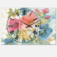 Designart My French Garden Traditional 3 Panel Wall Clock