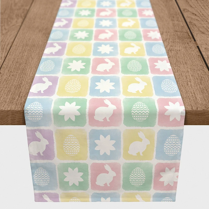 Easter Block Pattern 16" x 90" Poly Twill Table Runner