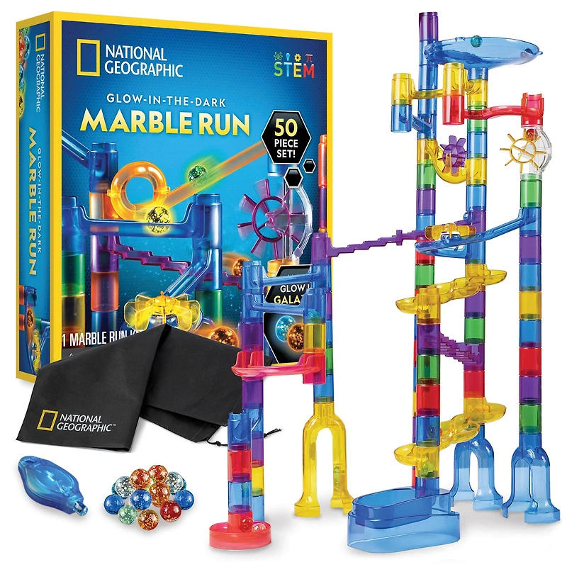 National Geographic™ 50-Piece Glow-in-the-Dark Marble Run