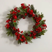 24" Plum Blossom Pine Wreath
