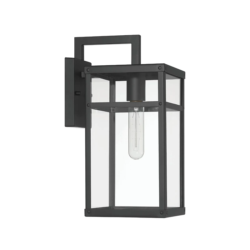 Hello Honey® Blake Black Modern Metal & Clear Glass Paneled Wall Mounted Outdoor Light