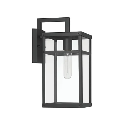 Hello Honey® Blake Black Modern Metal & Clear Glass Paneled Wall Mounted Outdoor Light