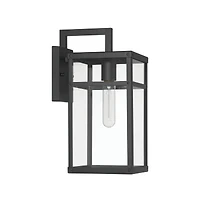 Hello Honey® Blake Black Modern Metal & Clear Glass Paneled Wall Mounted Outdoor Light