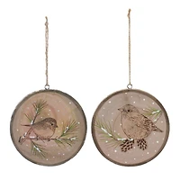 12ct. 4" Wood Bird Tree Disc Ornament Set