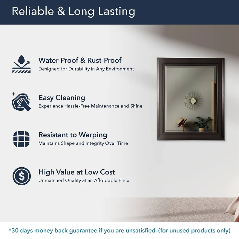 Head West Espresso 28.5" x 34.5" Framed Beveled Accent Vanity Mirror