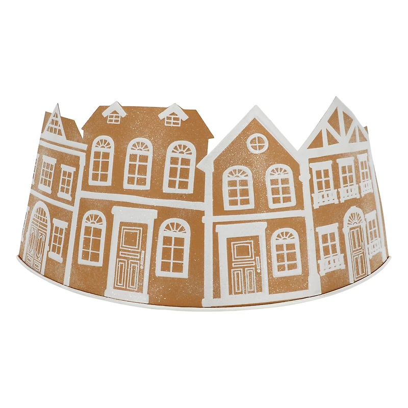 26.75" Brown & White Metal Gingerbread Village Tree Collar by Ashland®