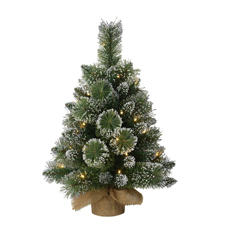6 Pack: 2ft. Pre-Lit Artificial Christmas Tree in Burlap Sack, Warm White LED Lights