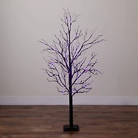 5ft. Pre-Lit Halloween Black Twig Artificial Tree with 240 Orange & Purple LED Lights