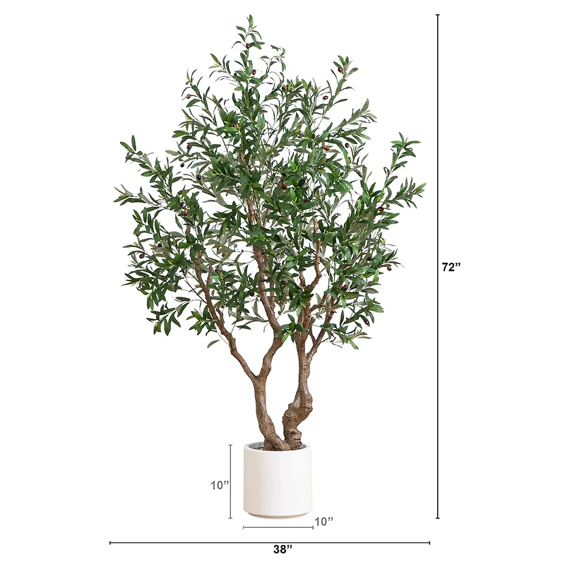 6ft. Artificial Grand Olive Tree in White Decorative Planter