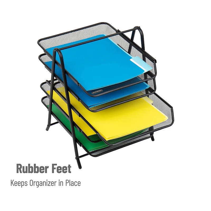 Mind Reader Network Collection Mesh Black 5-Tier Paper & File Desktop Organizer with File Folders