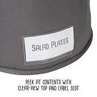 Honey Can Do 12" Gray Round Dinnerware Storage Box