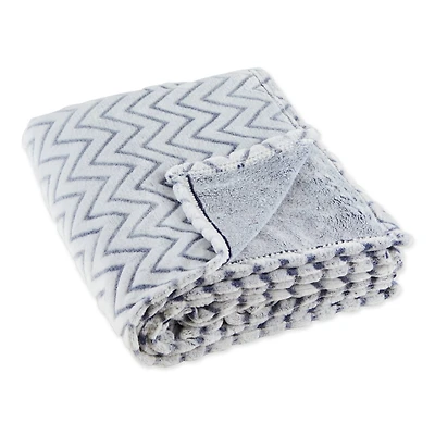 DII® French Blue Chevron Plush Throw