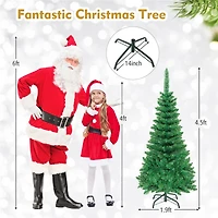 Costway 4.5ft Pre-Lit Hinged Pencil Christmas Tree, Warm White LED Lights