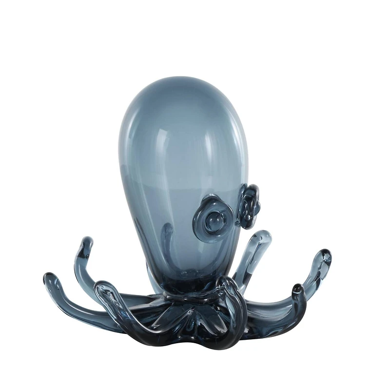 8.5" Blue Ombre Glass Octopus Sculpture