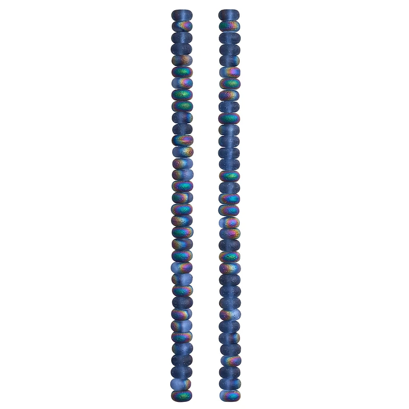 12 Pack: Blue Rondelle AB Glass Beads, 6mm by Bead Landing™