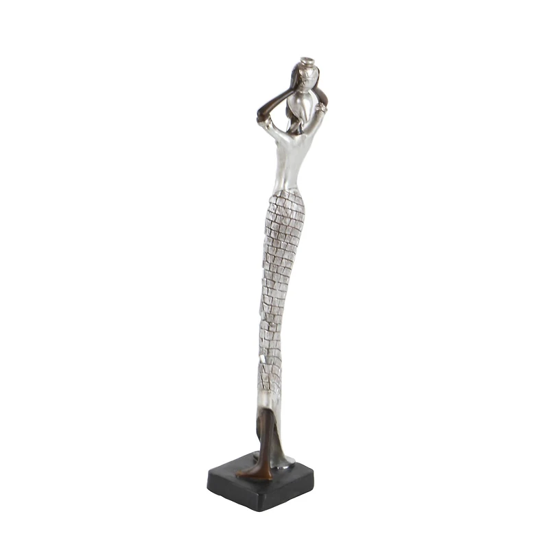 19" Silver Eclectic Woman Sculpture