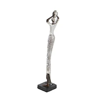 19" Silver Eclectic Woman Sculpture