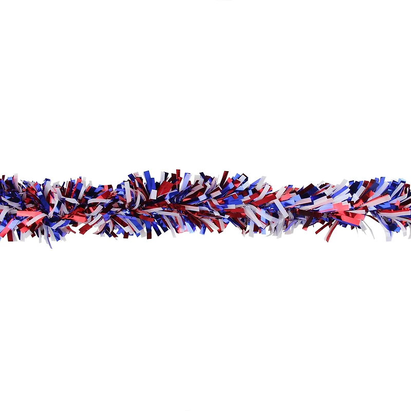 12ft. Red, White & Blue Wide Cut Patriotic Tinsel Garland