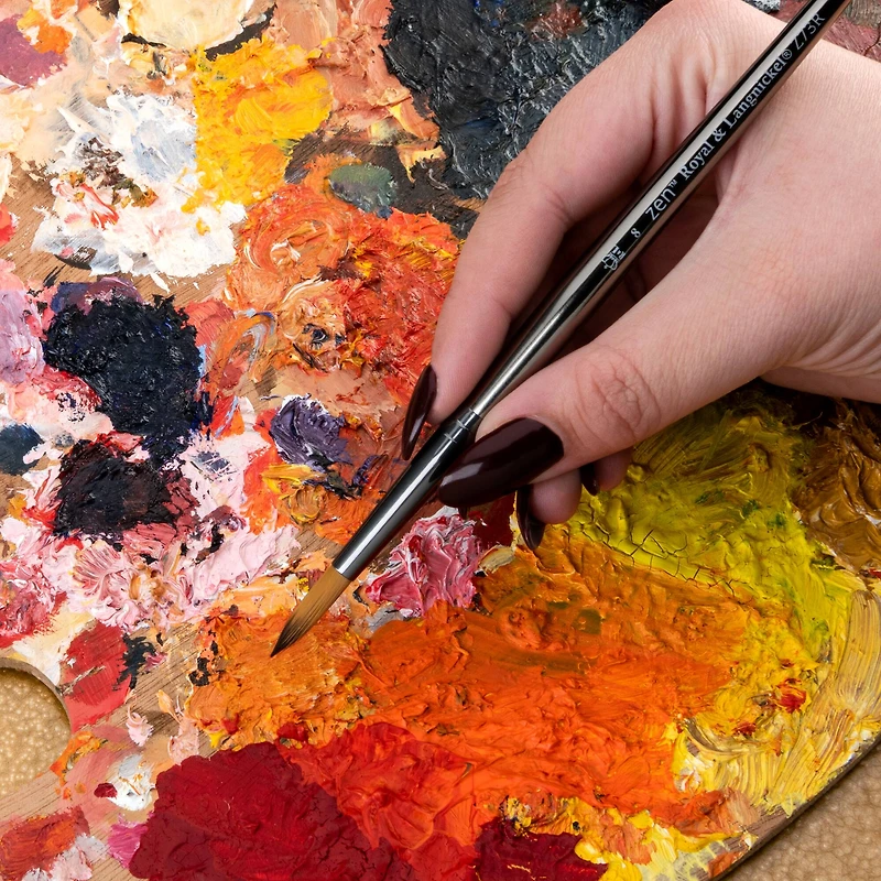 Zen® Series 73 Synthetic All Media Short Handle Round Brush, Size 8