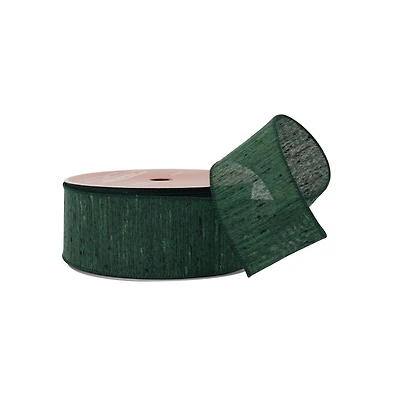 2.5" x 80ft. Green Faux Linen Wired Jumbo Ribbon by Celebrate It®
