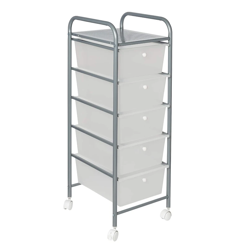 Honey Can Do Silver 5-Drawer Rolling Storage Cart