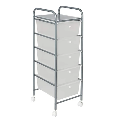 Honey Can Do Silver 5-Drawer Rolling Storage Cart