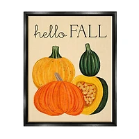 Stupell Industries Hello Fall Harvest Gourds Framed Floater Canvas Wall Art
